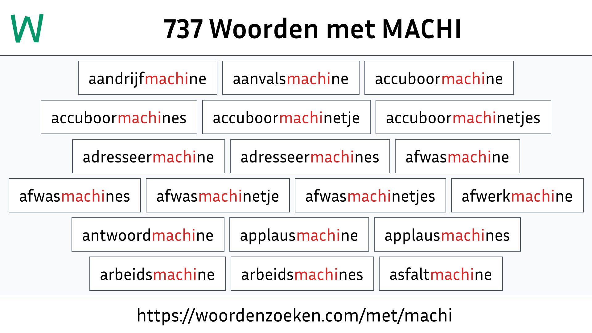 Woorden met MACHI