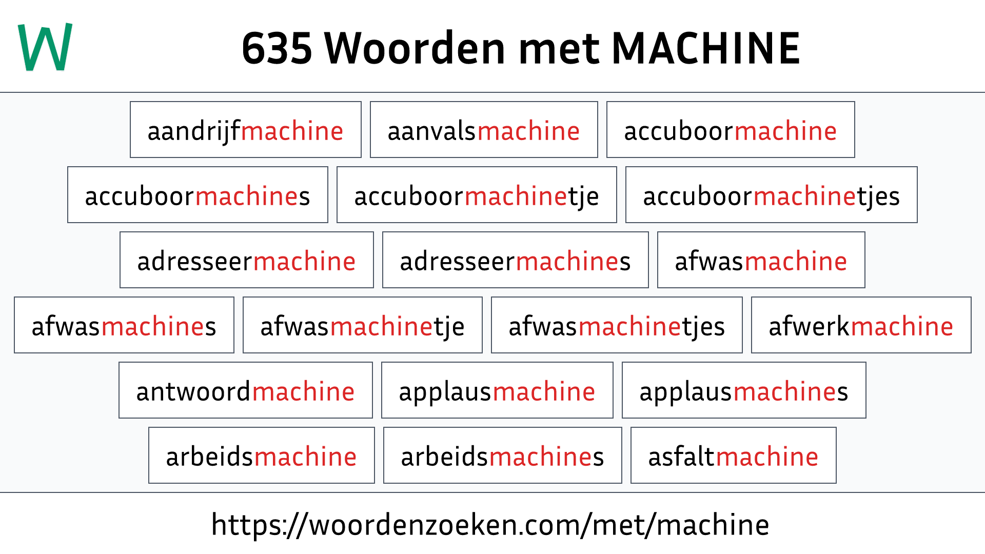 Woorden met MACHINE