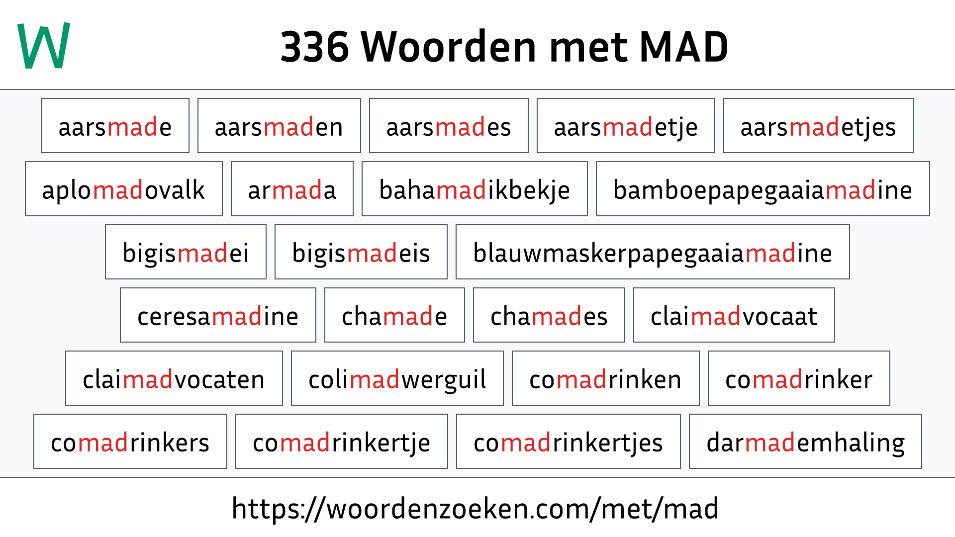 Woorden met MAD