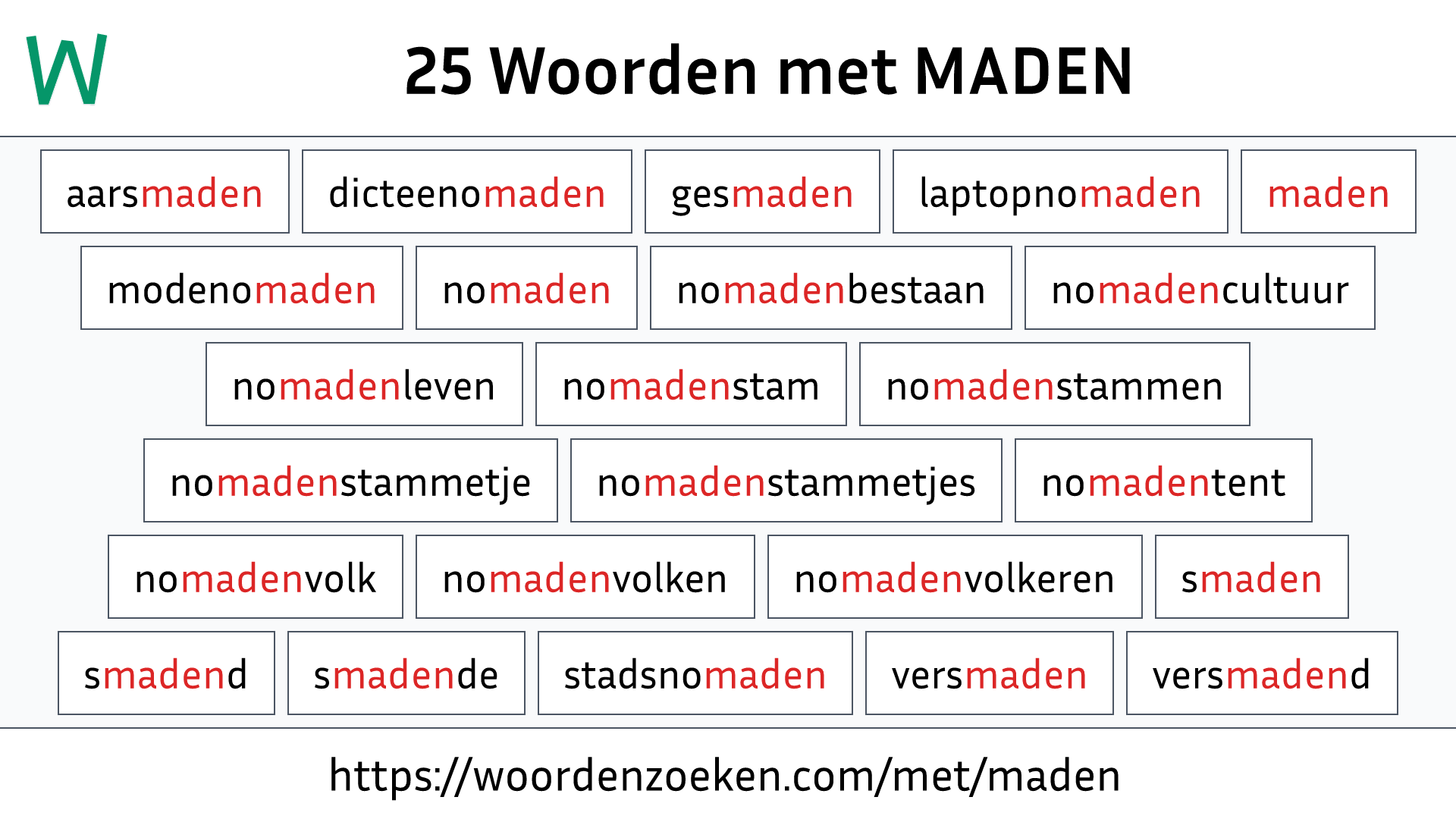 Woorden met MADEN