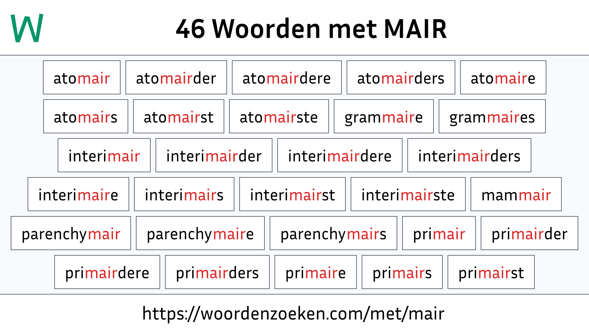 Woorden met MAIR