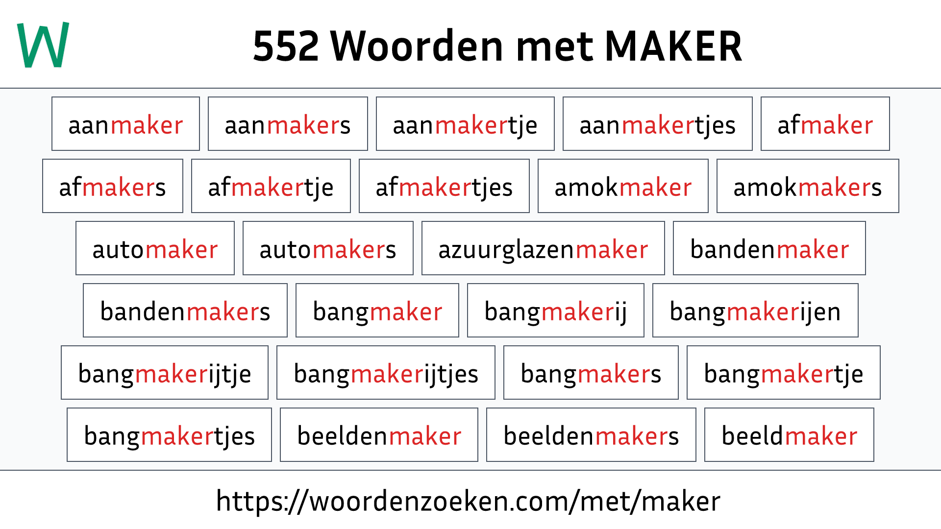 Woorden met MAKER