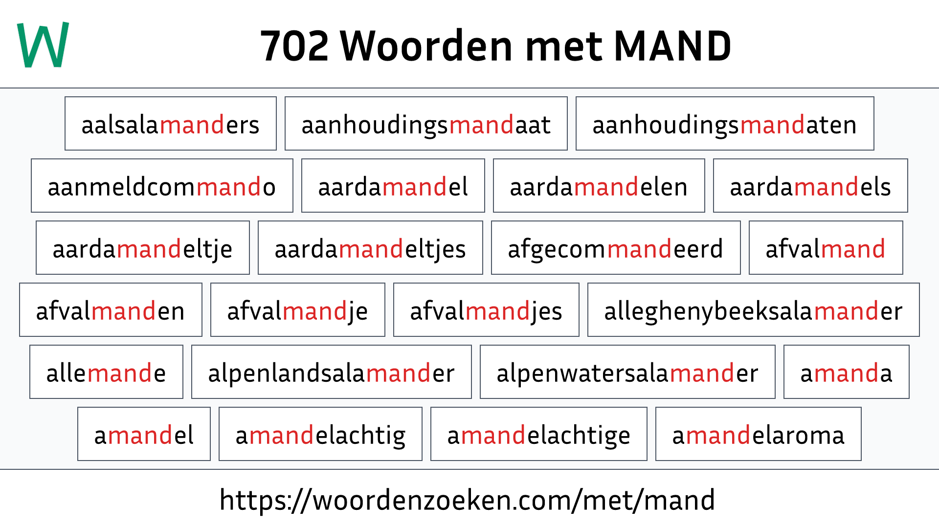 Woorden met MAND