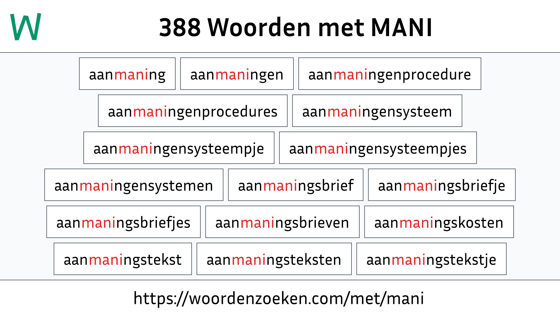 Woorden met MANI