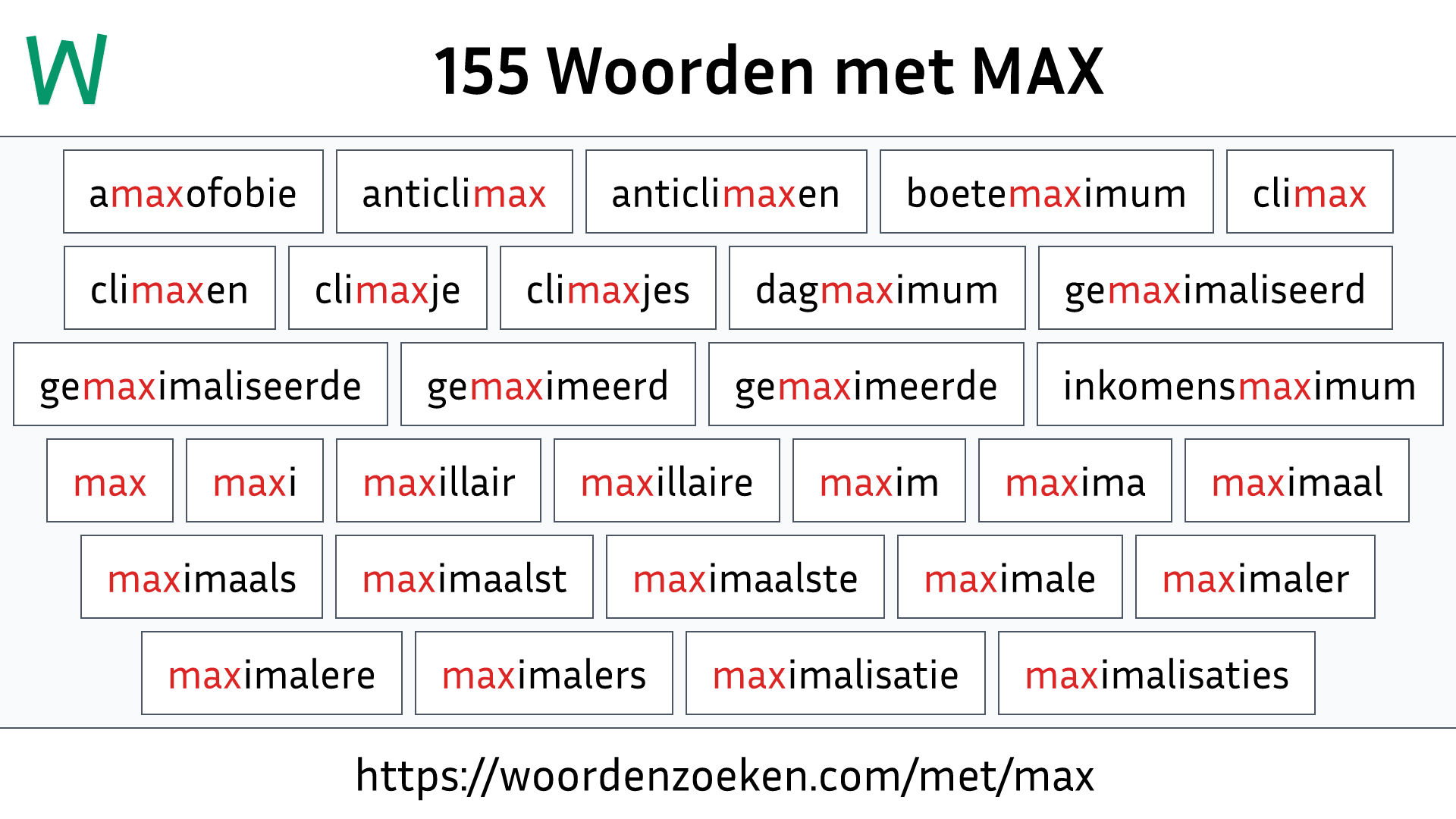 Woorden met MAX