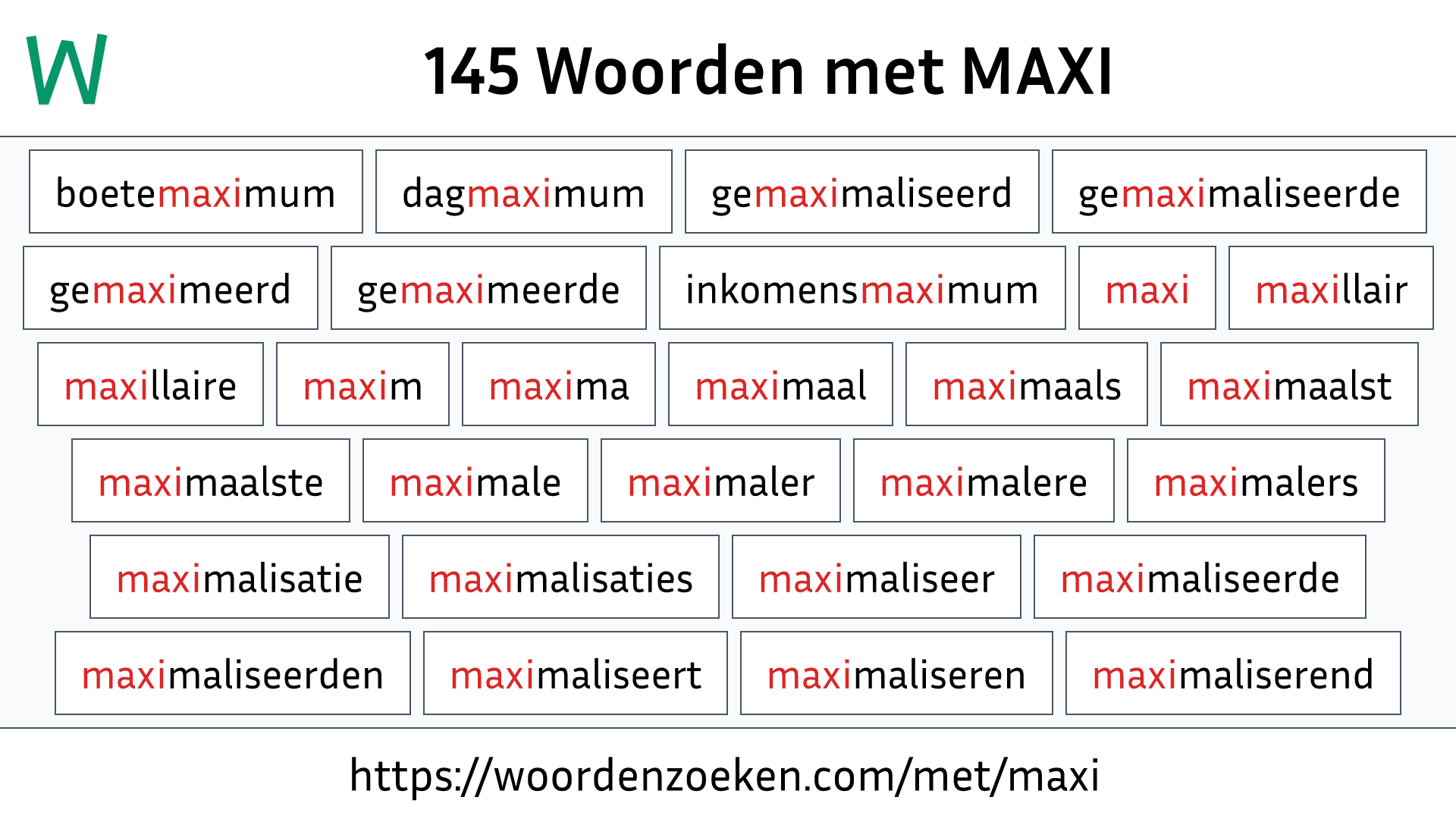 Woorden met MAXI