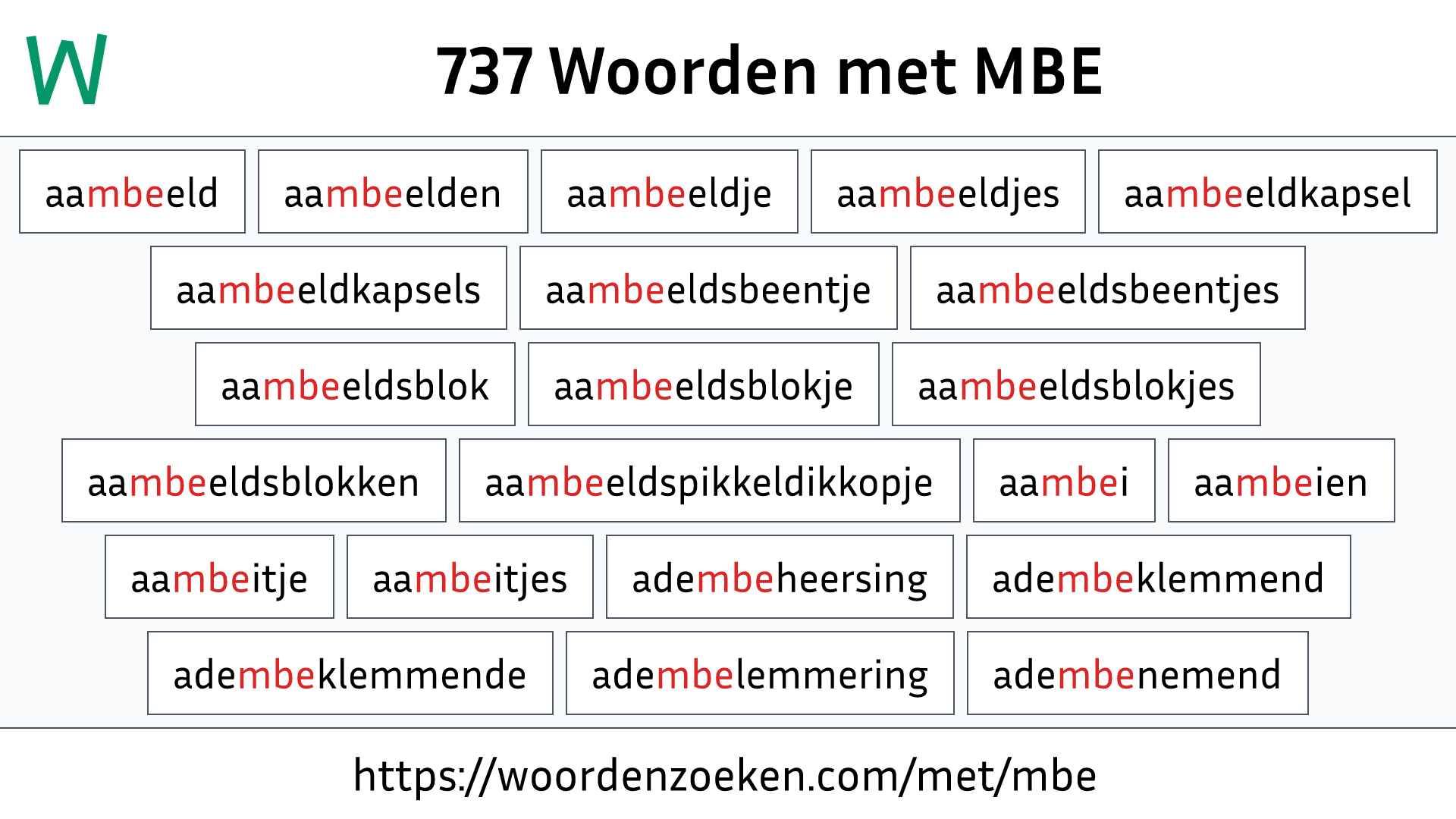 Woorden met MBE