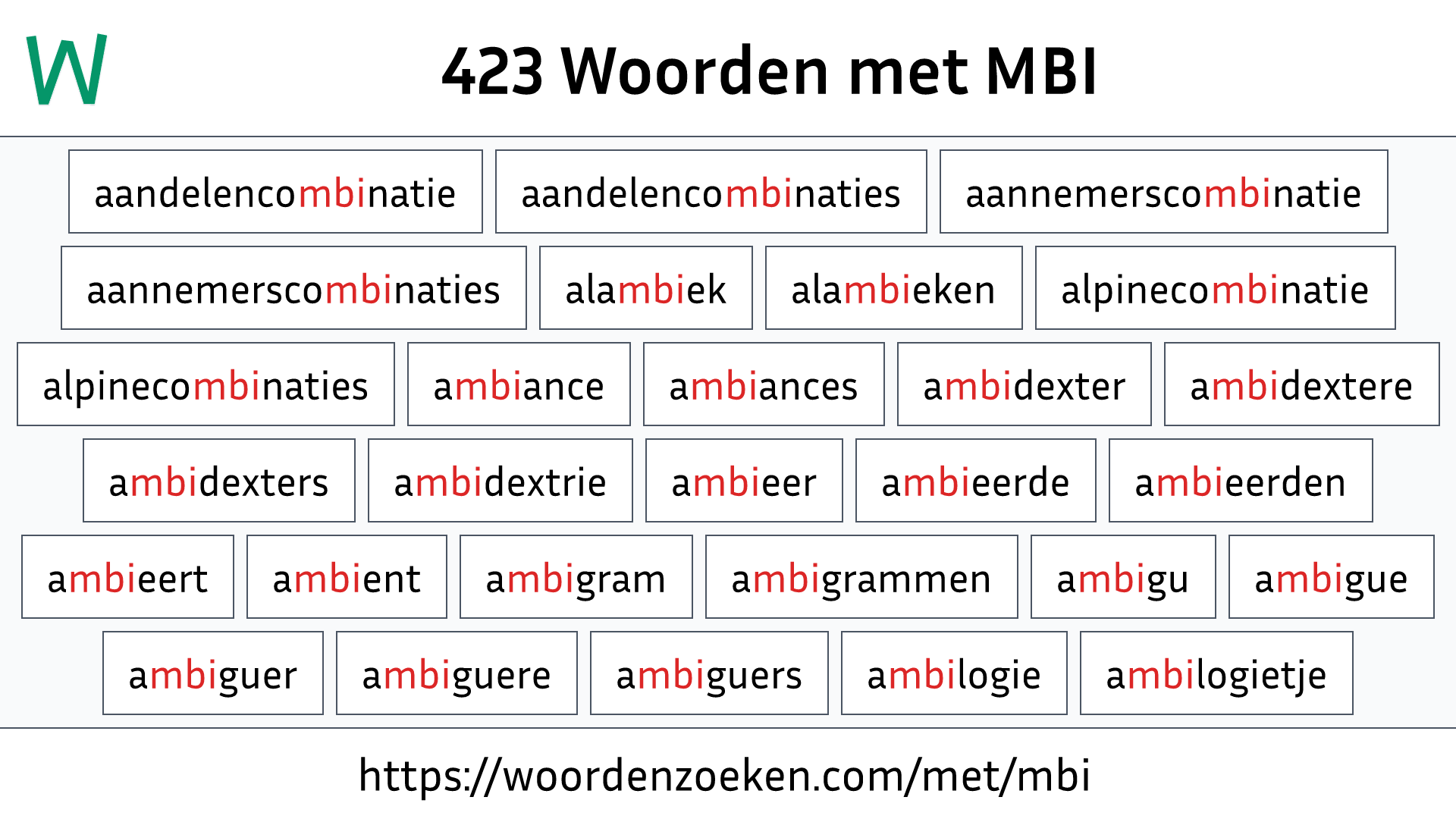 Woorden met MBI