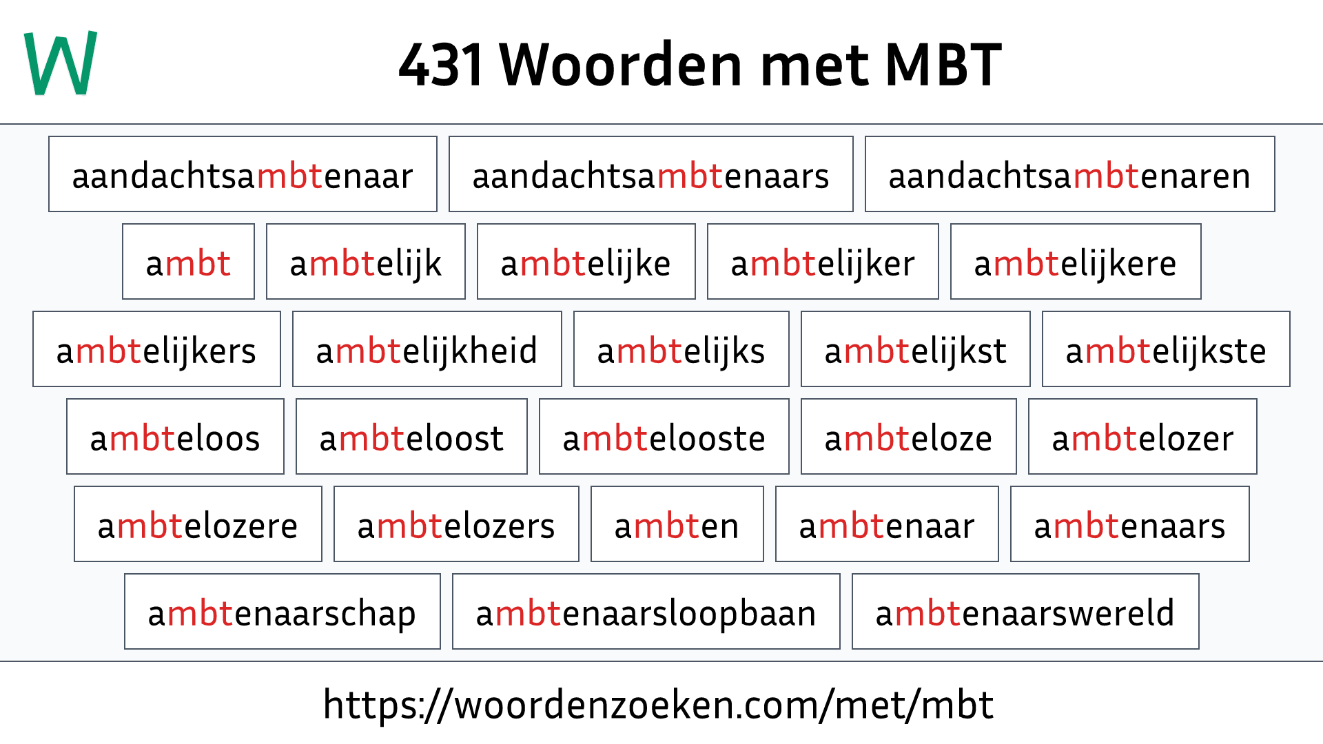 Woorden met MBT