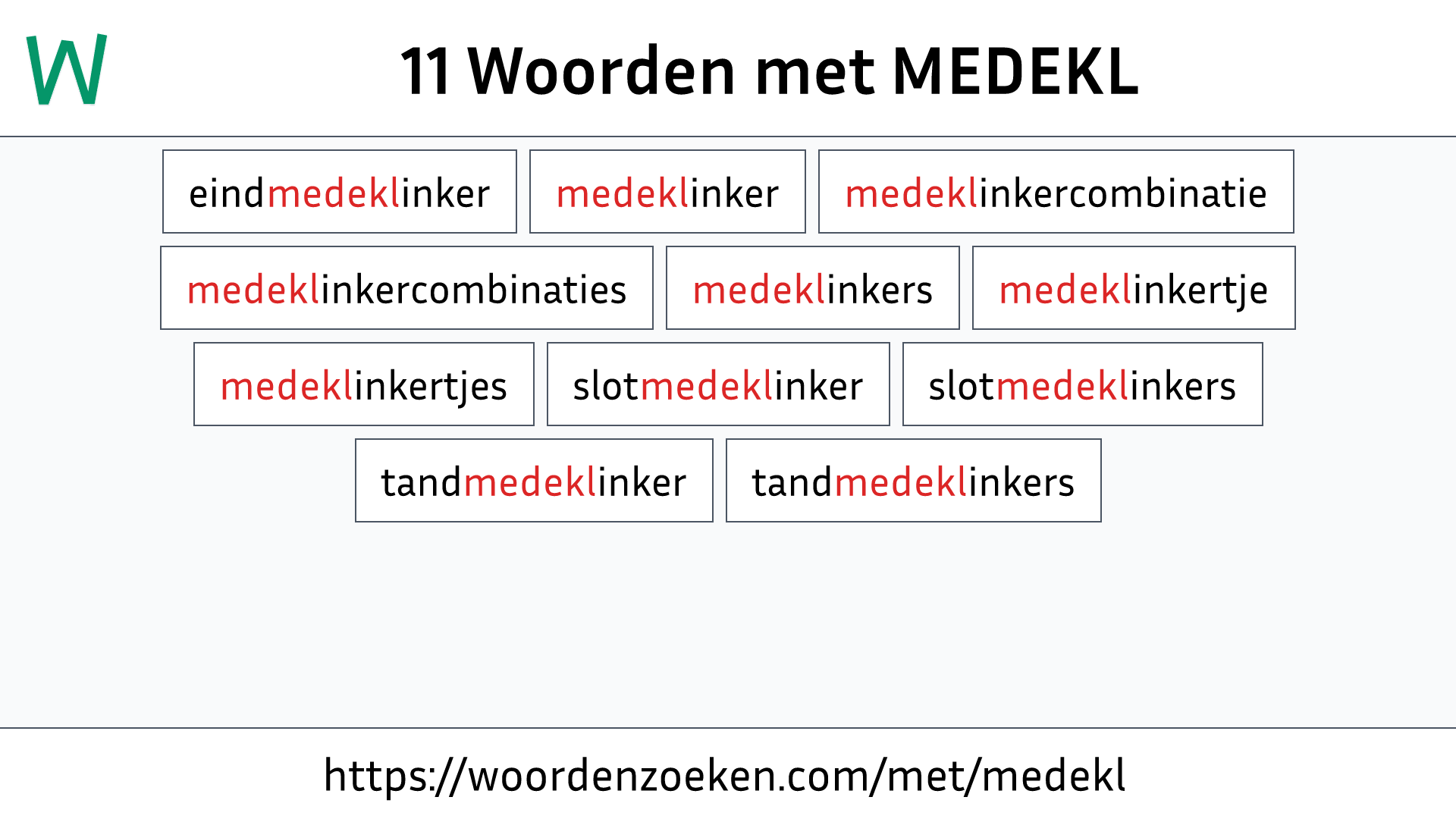 Woorden met MEDEKL