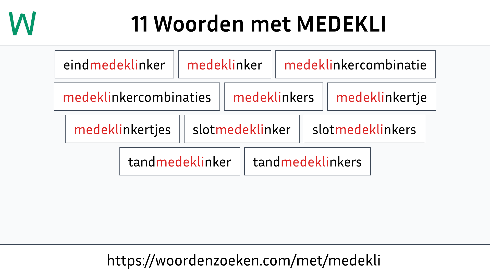 Woorden met MEDEKLI