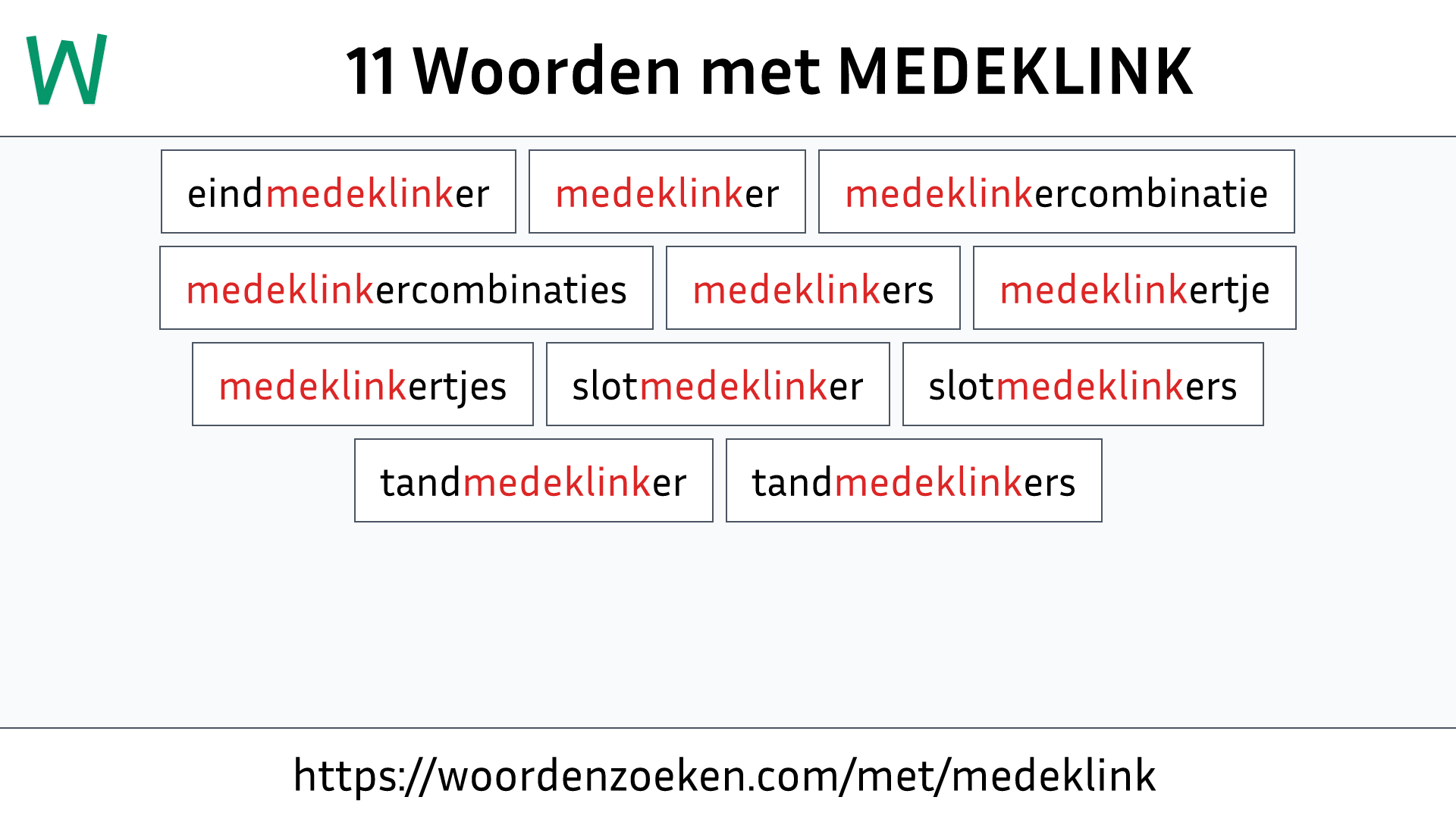 Woorden met MEDEKLINK