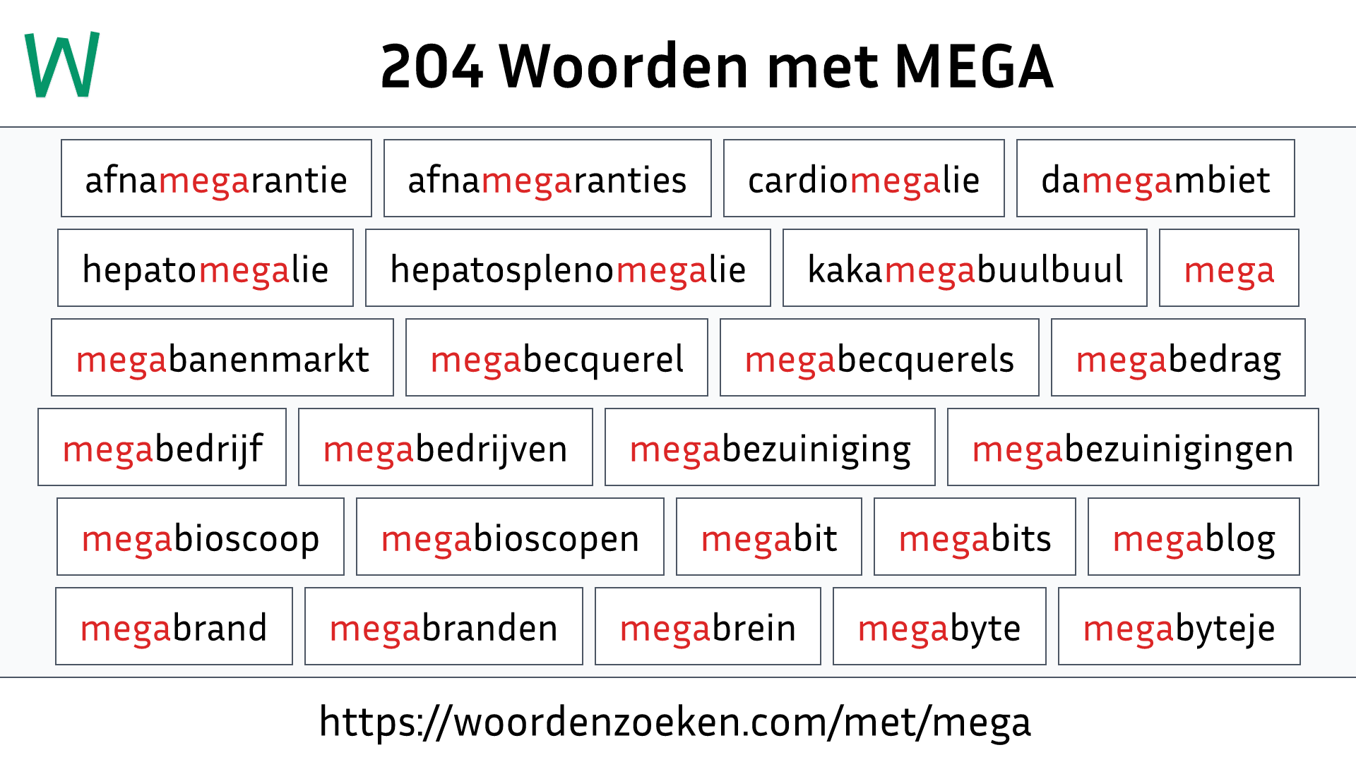 Woorden met MEGA