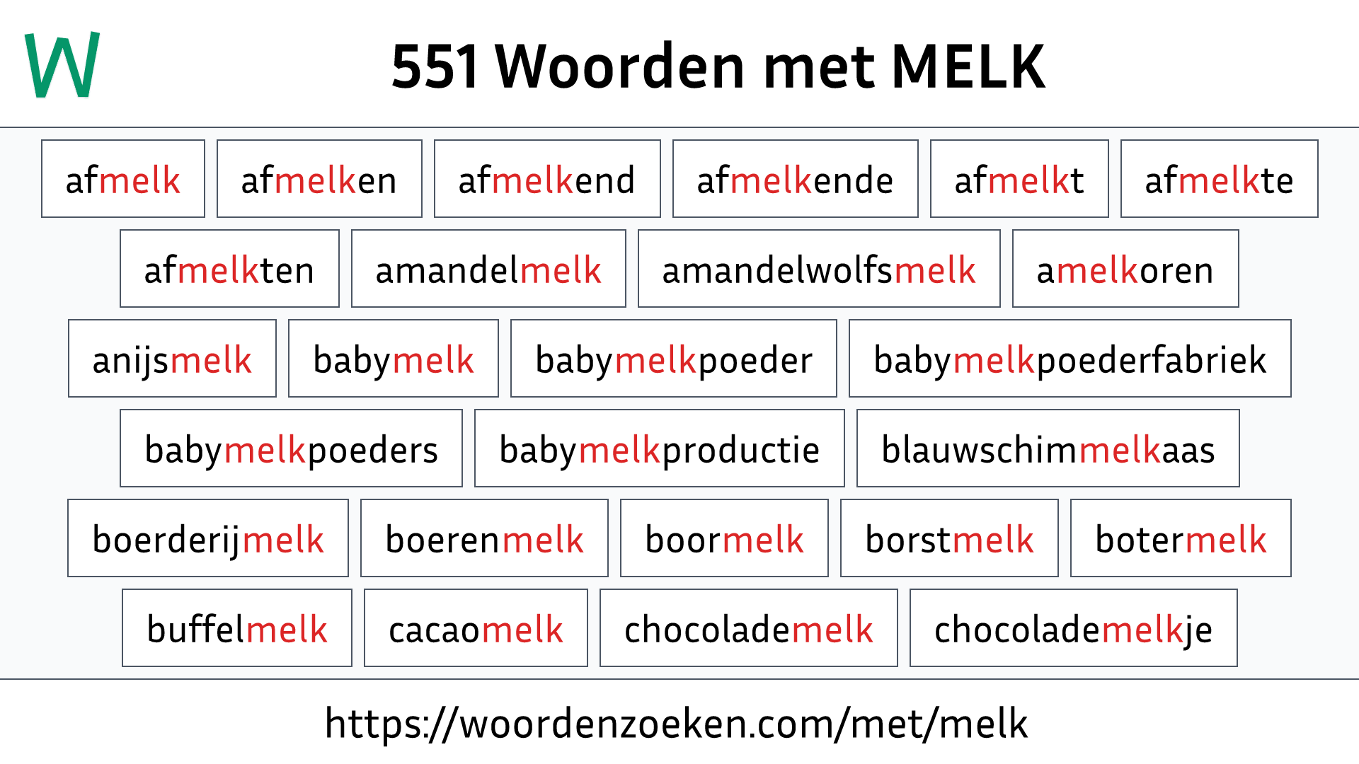 Woorden met MELK