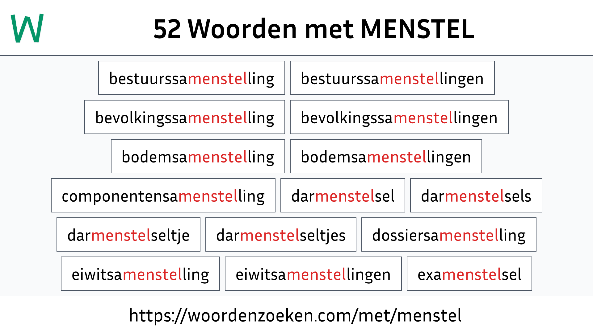 Woorden met MENSTEL