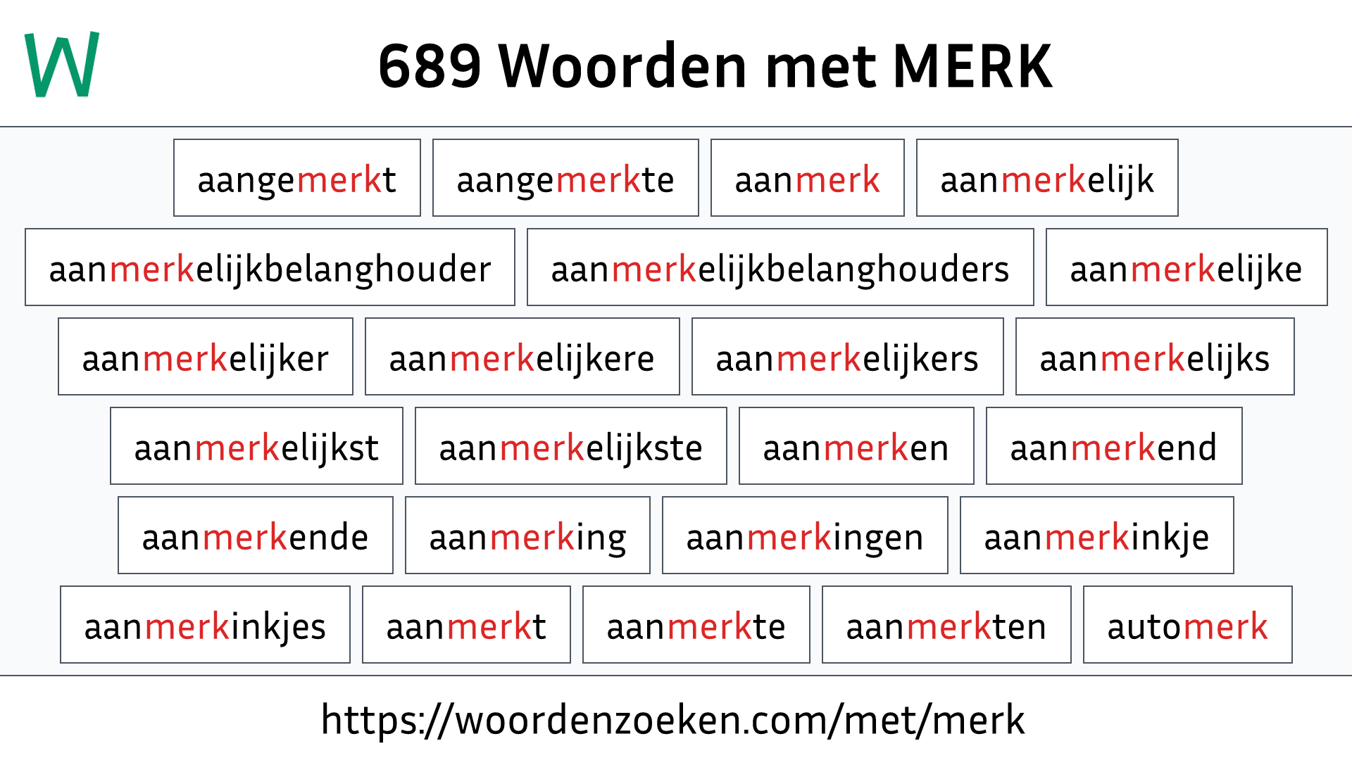 Woorden met MERK