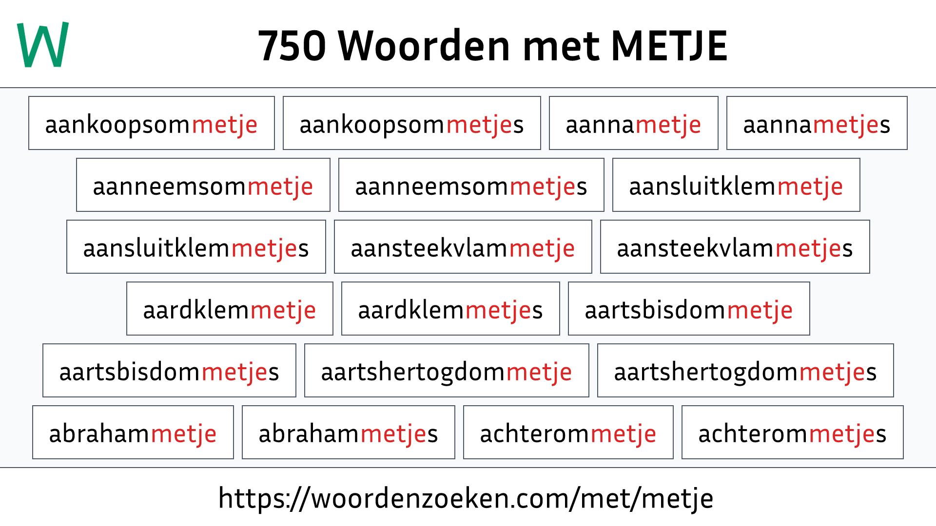 Woorden met METJE