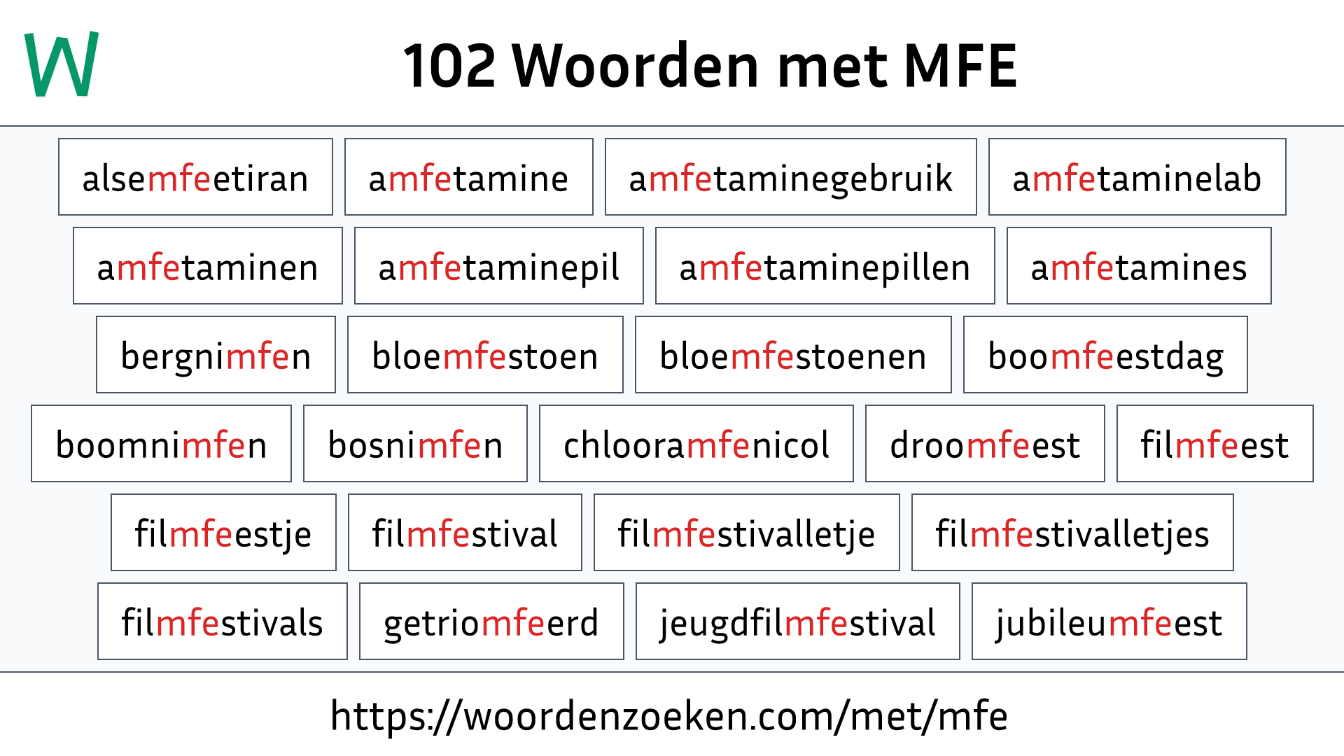 Woorden met MFE