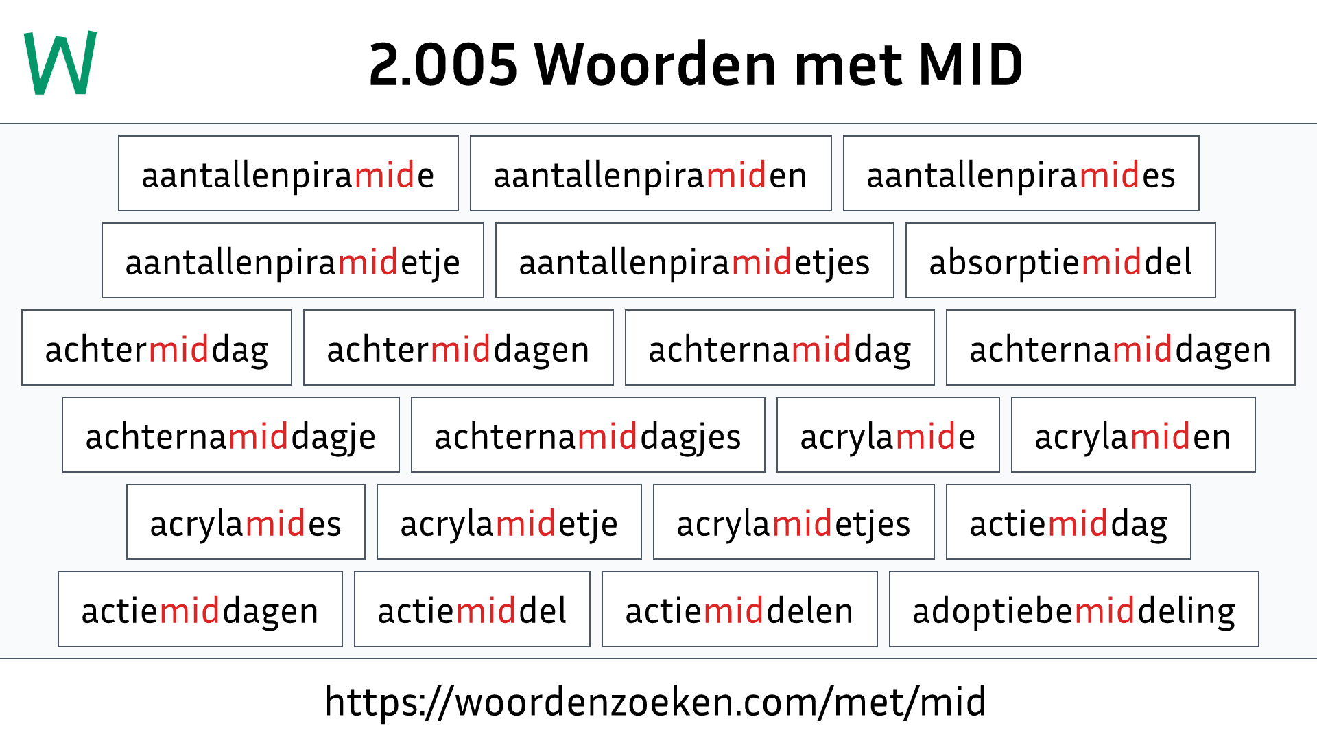 Woorden met MID