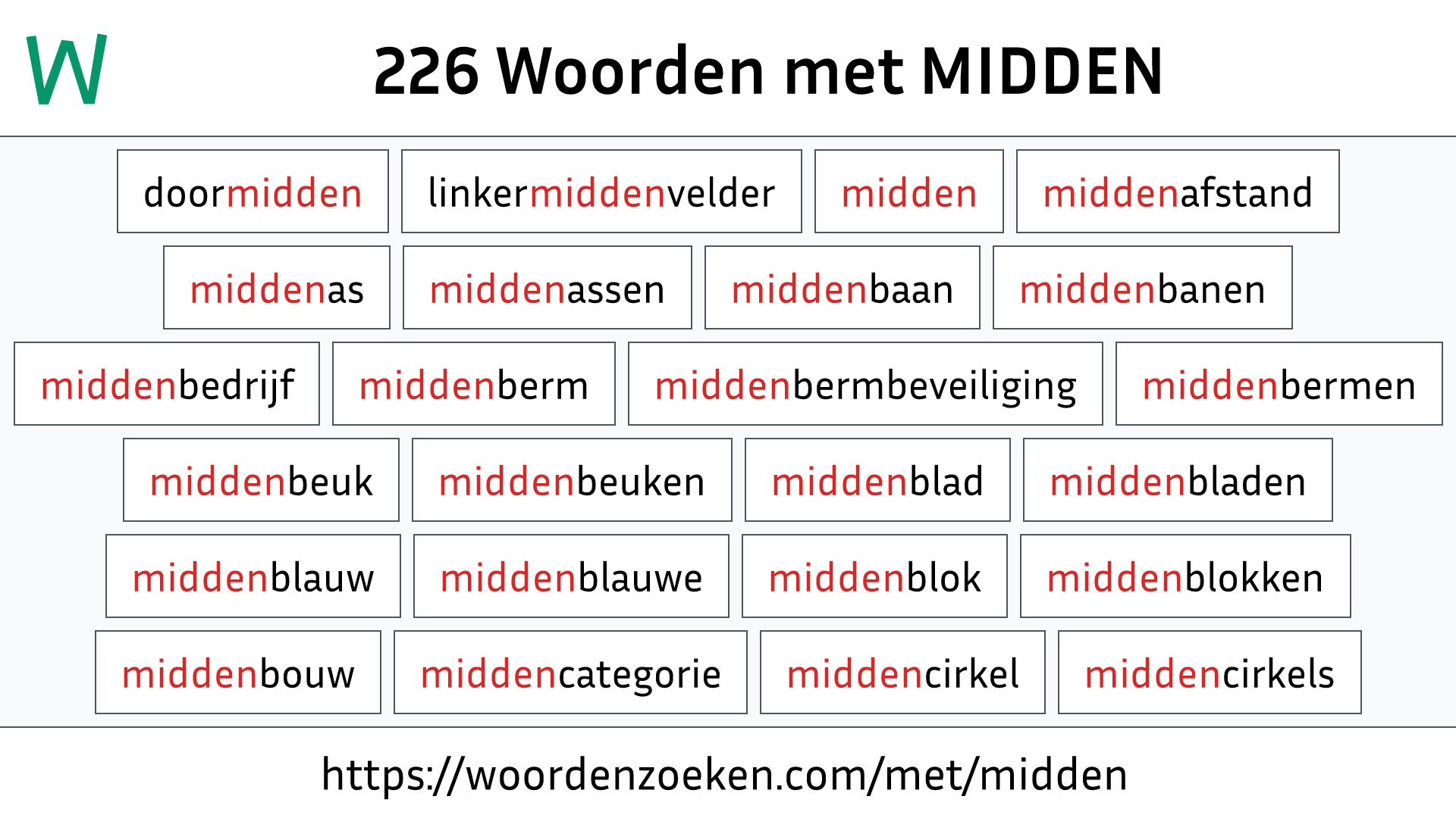 Woorden met MIDDEN