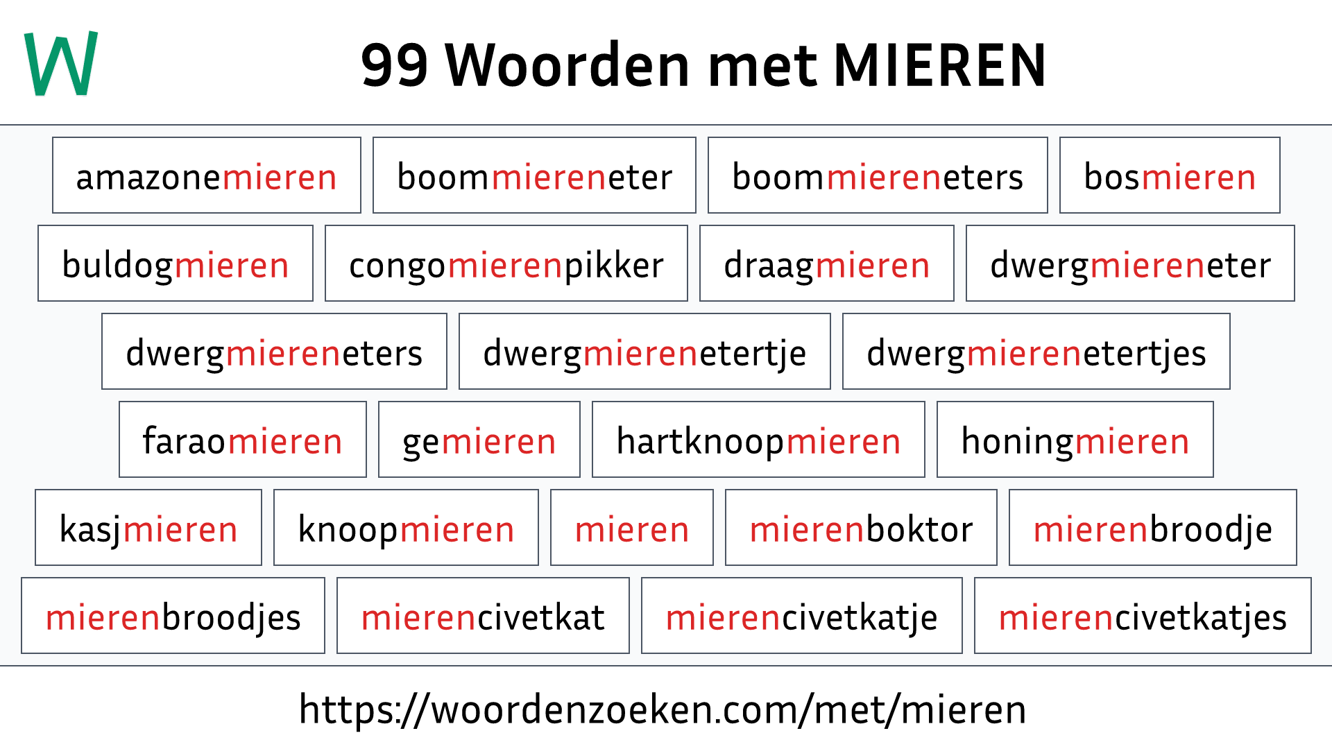 Woorden met MIEREN