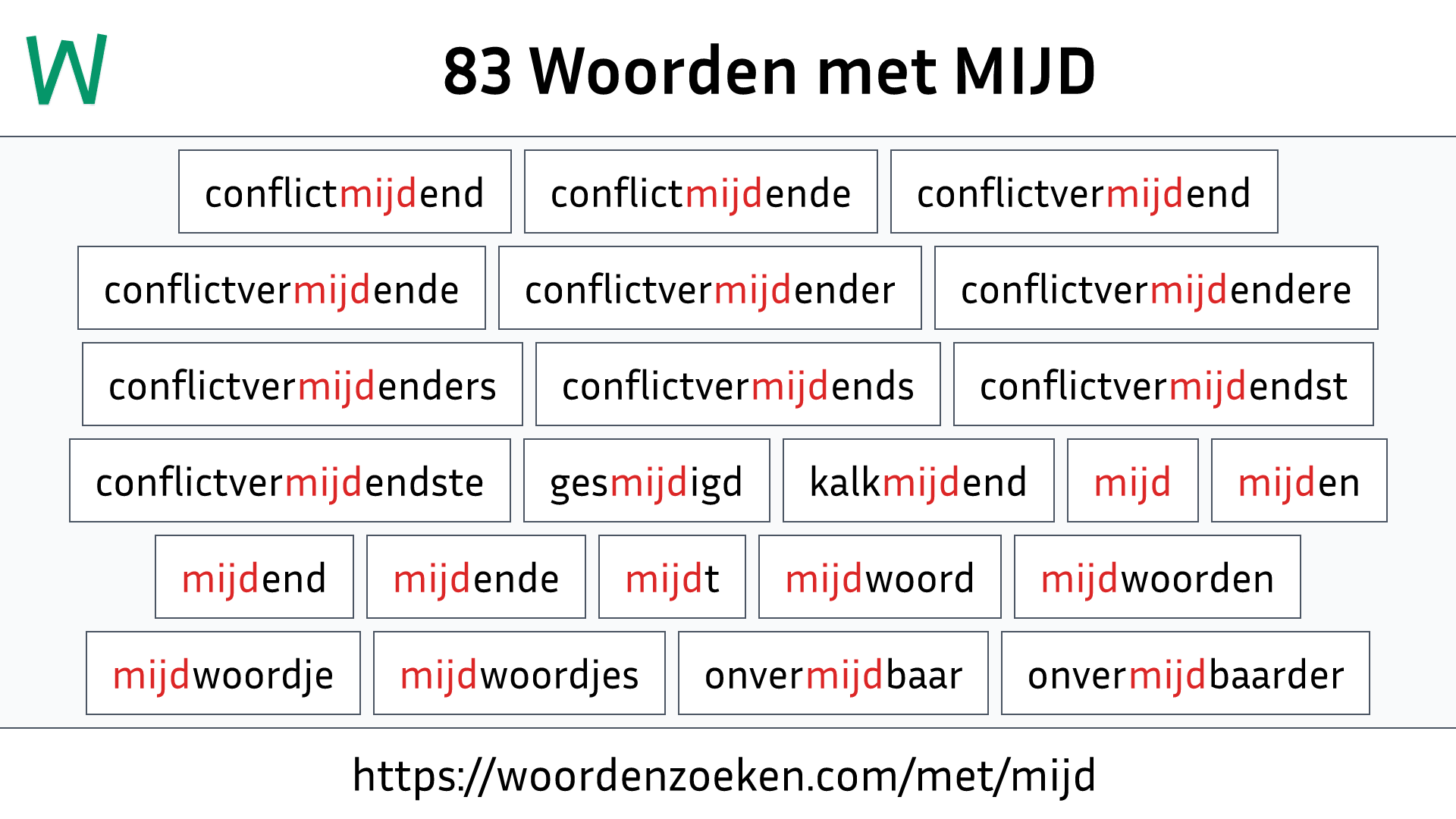 Woorden met MIJD