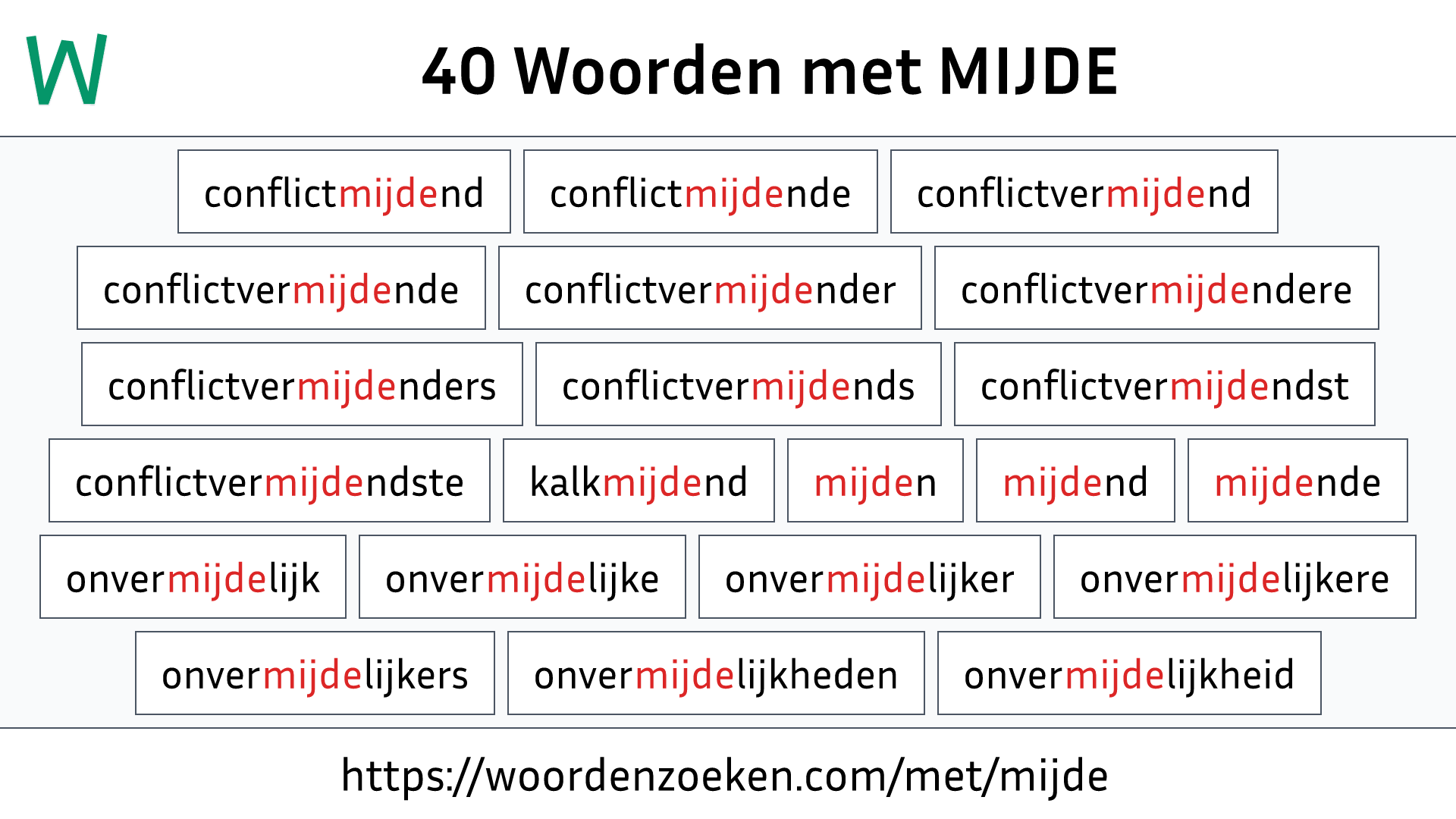 Woorden met MIJDE