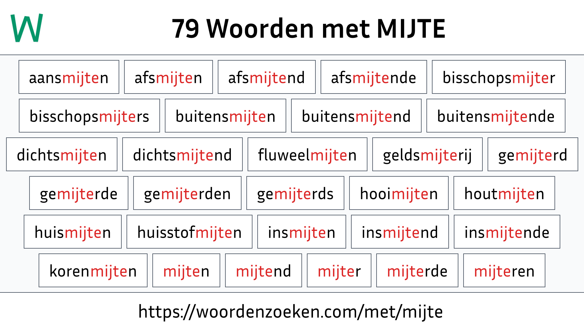 Woorden met MIJTE