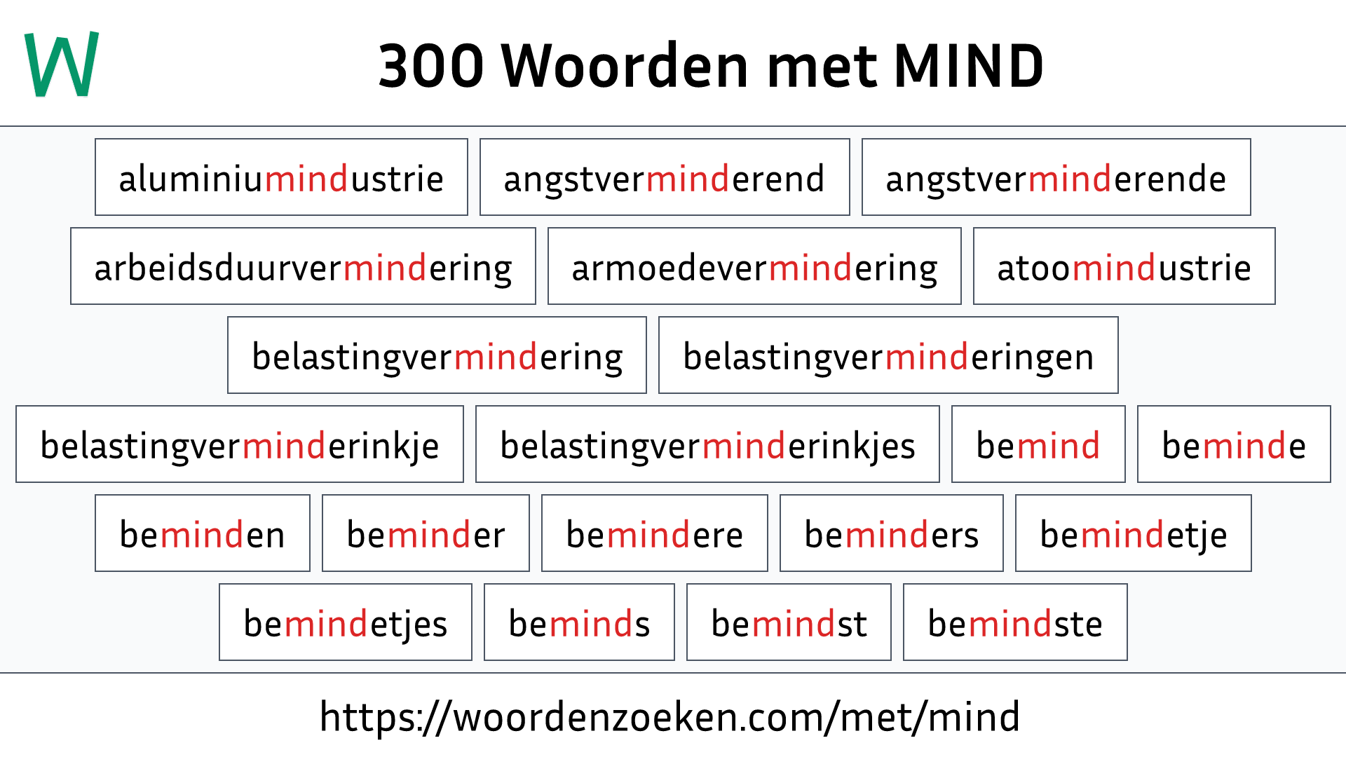 Woorden met MIND