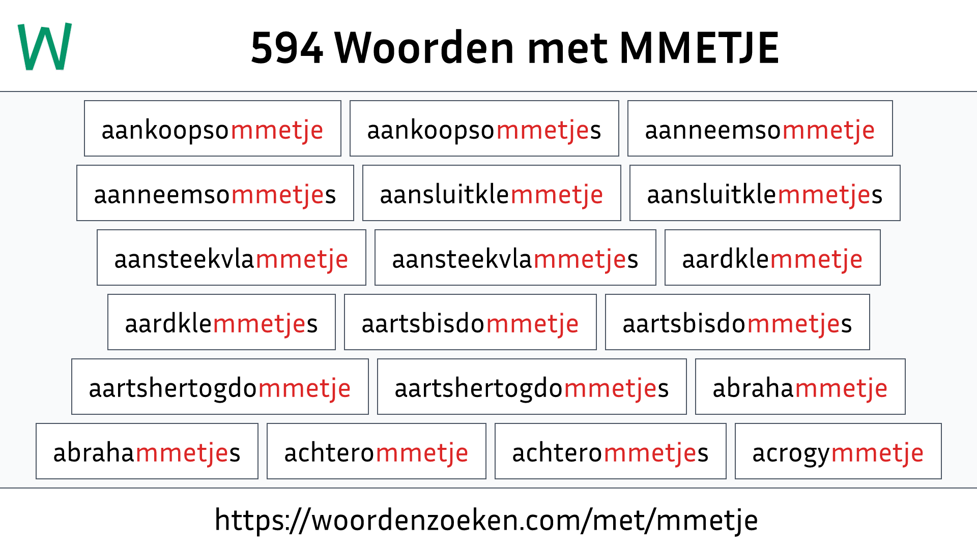 Woorden met MMETJE