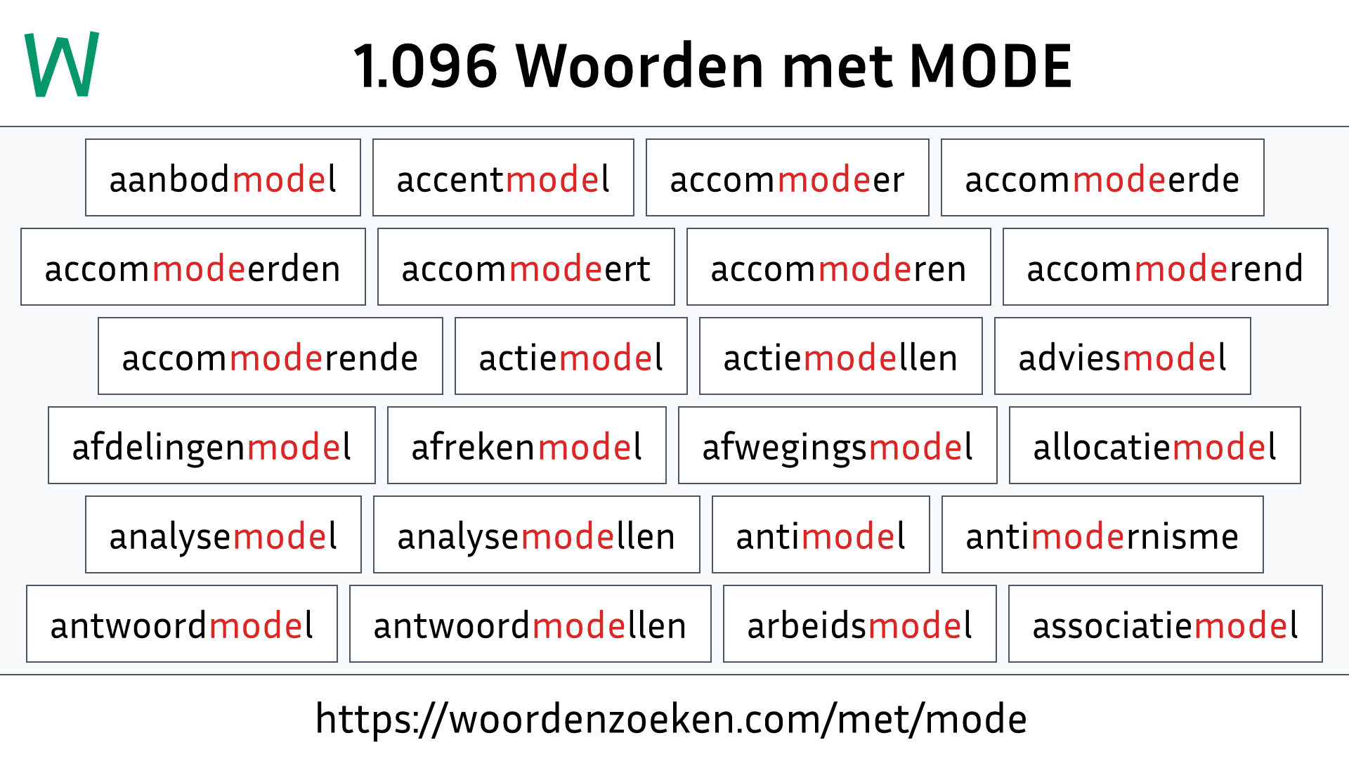 Woorden met MODE