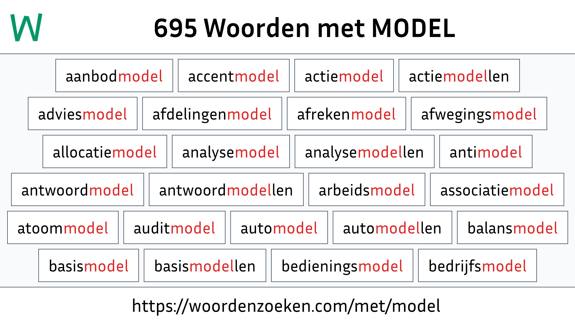 Woorden met MODEL