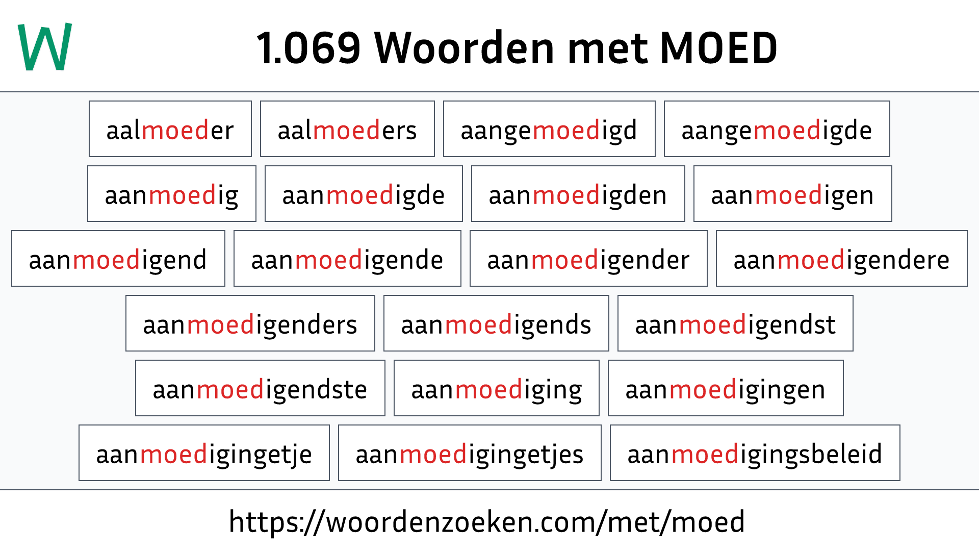 Woorden met MOED