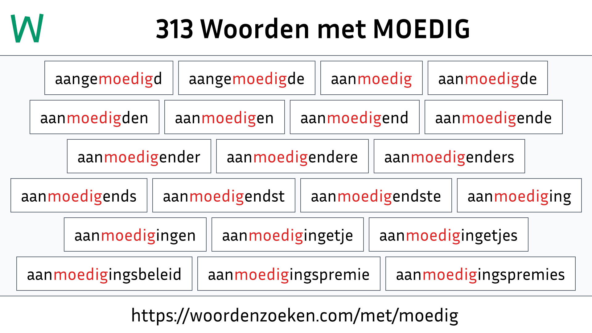 Woorden met MOEDIG