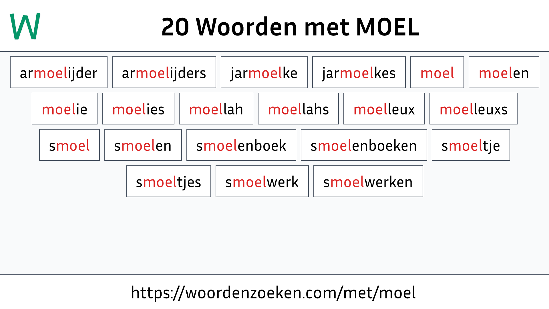 Woorden met MOEL