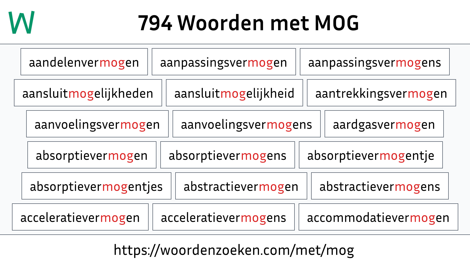 Woorden met MOG