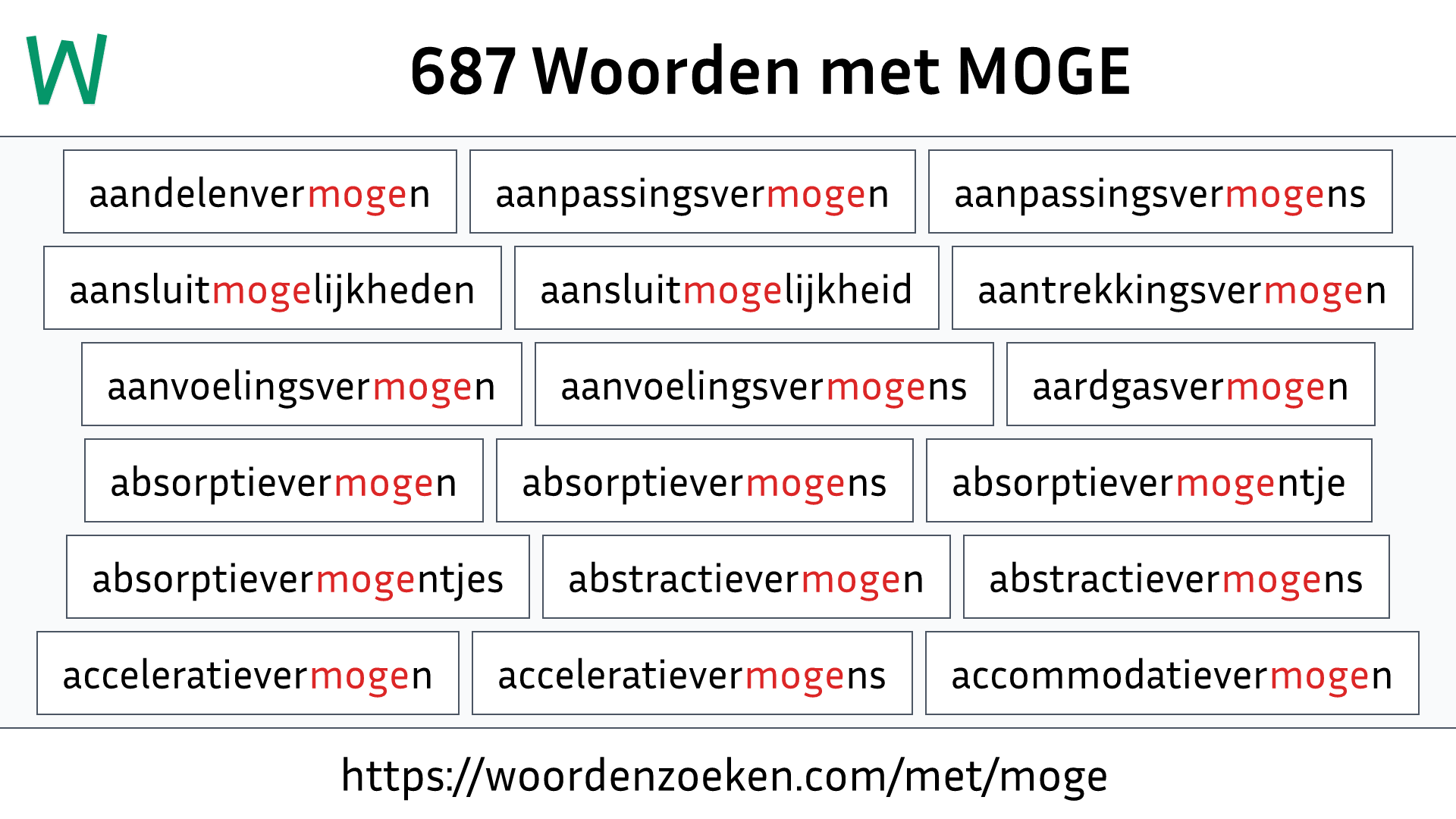 Woorden met MOGE