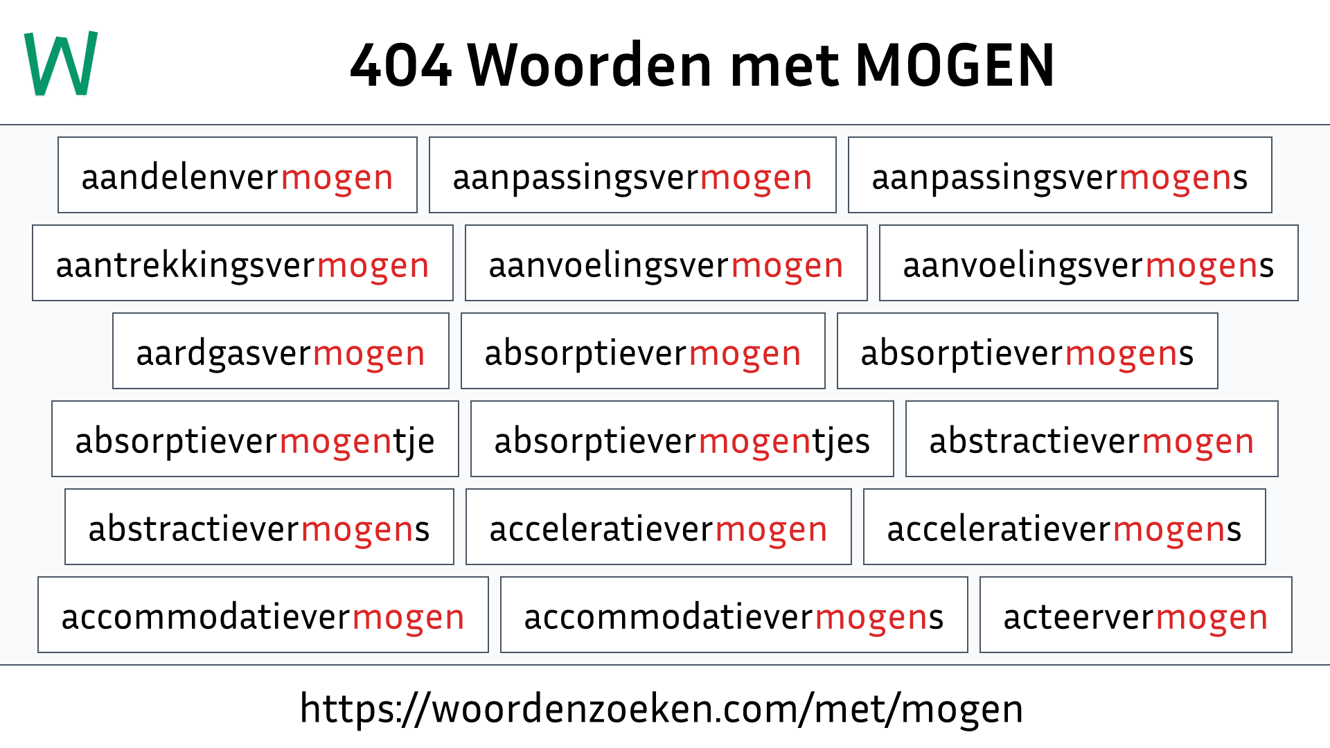 Woorden met MOGEN