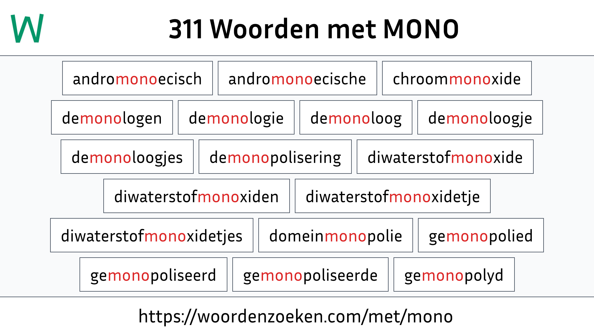 Woorden met MONO