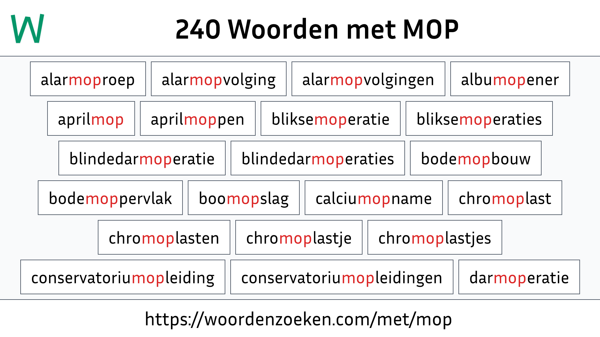 Woorden met MOP