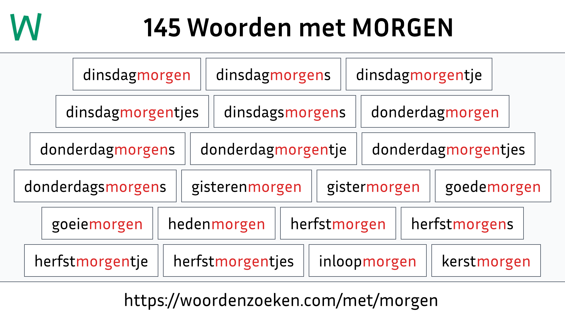 Woorden met MORGEN