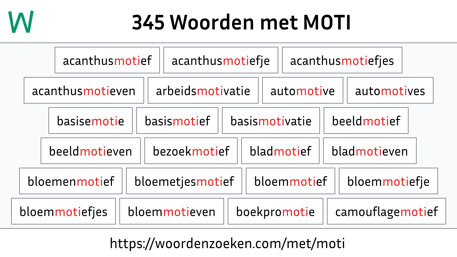 Woorden met MOTI