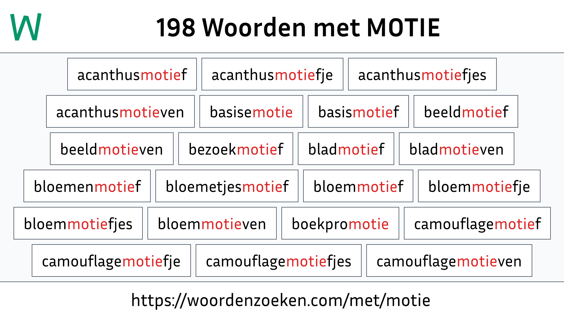 Woorden met MOTIE