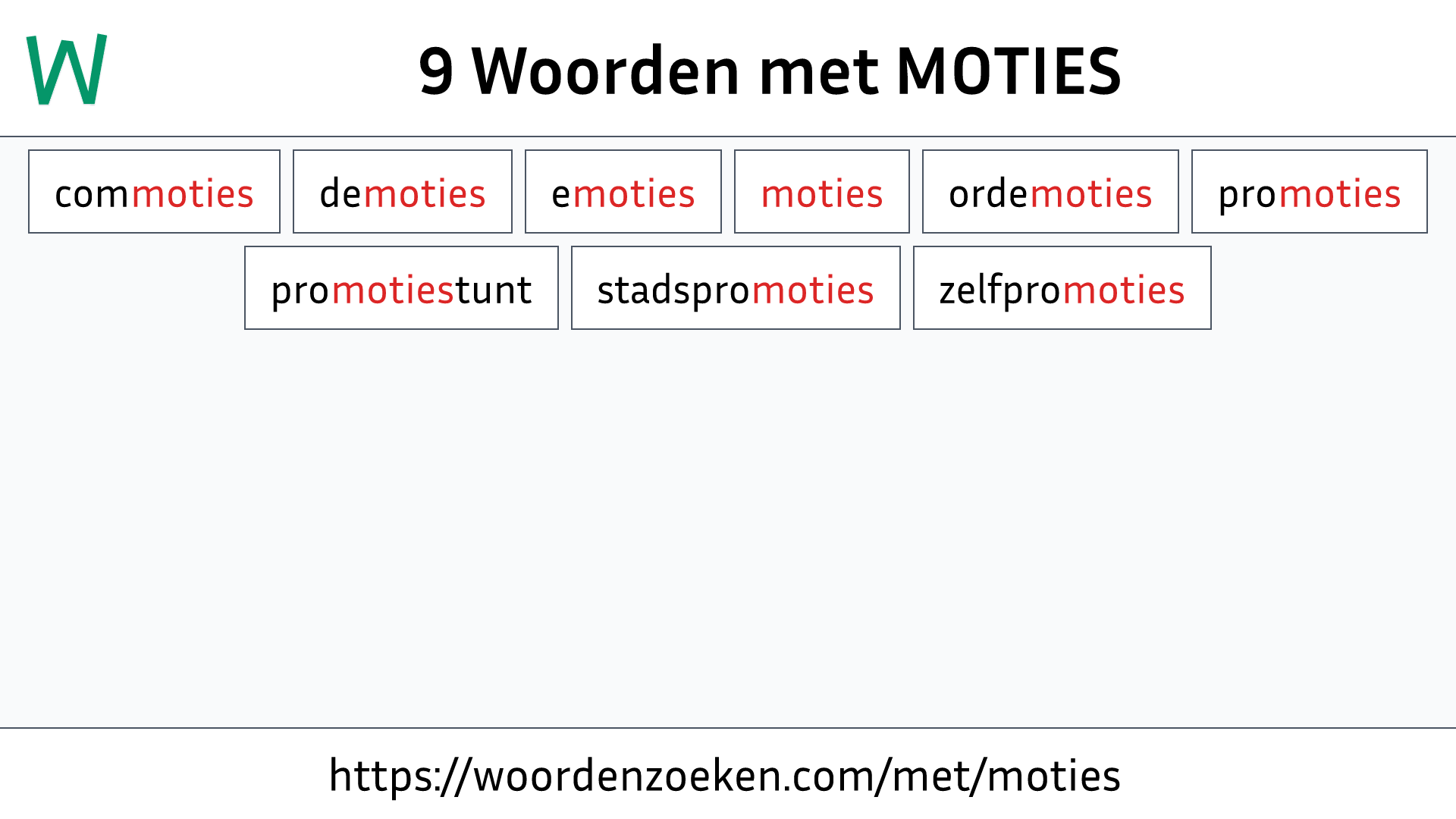 Woorden met MOTIES