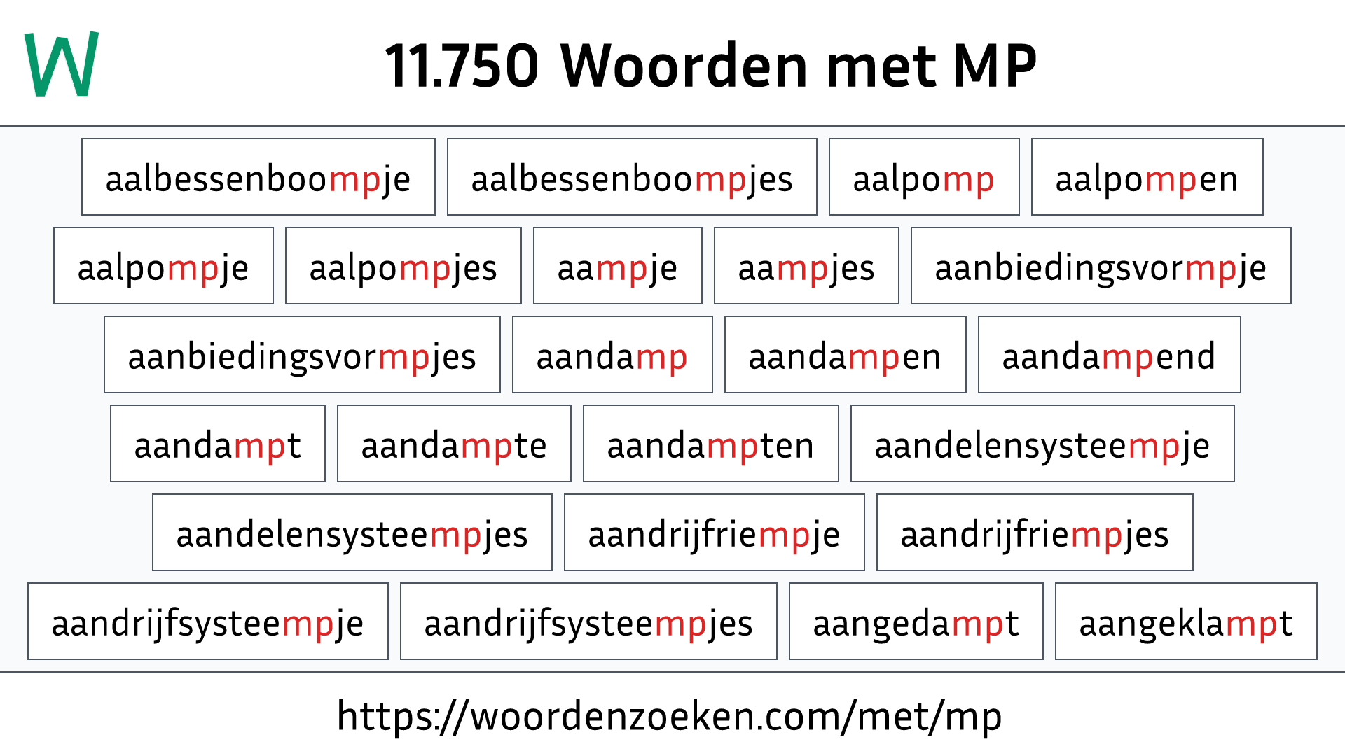 Woorden met MP