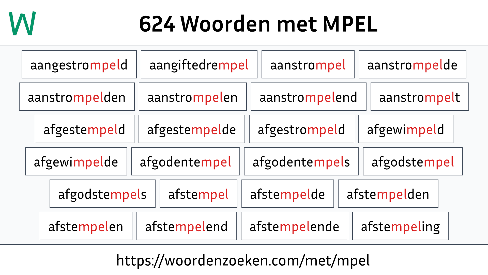 Woorden met MPEL