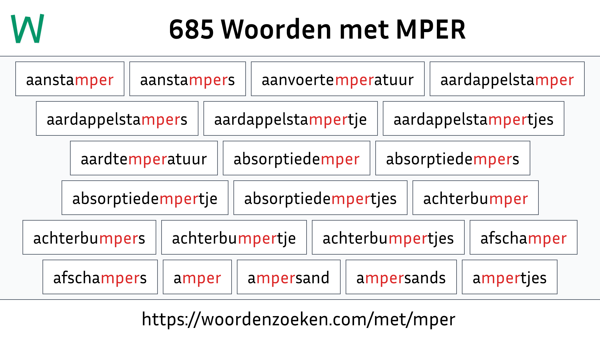 Woorden met MPER