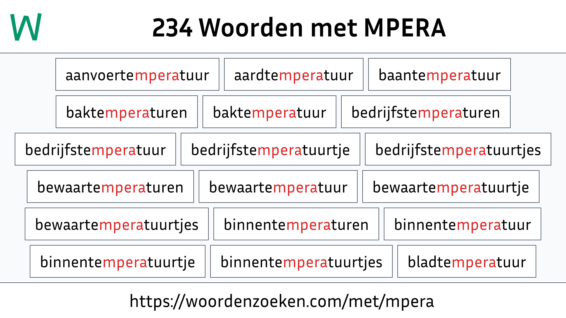 Woorden met MPERA