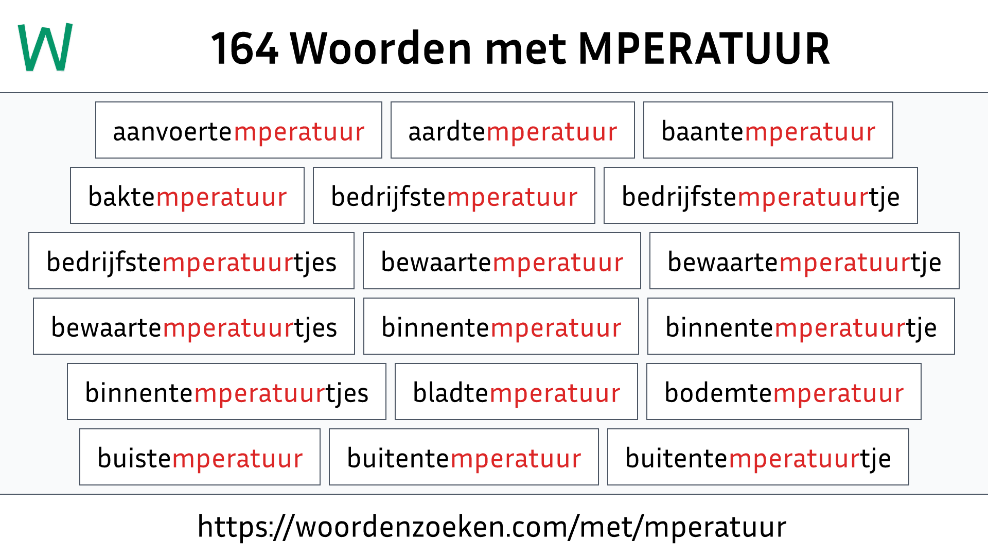 Woorden met MPERATUUR