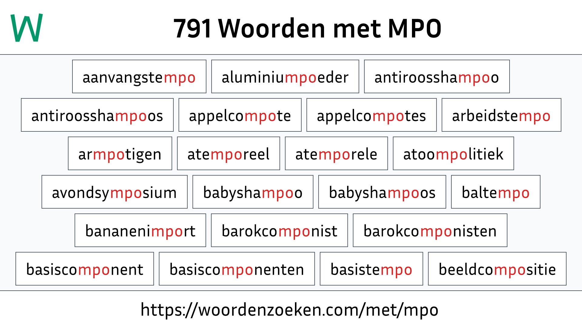 Woorden met MPO